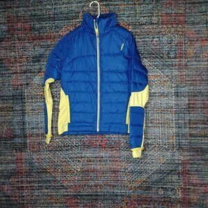 Wedze womens berry blue an chartreuse down ski jacket XS